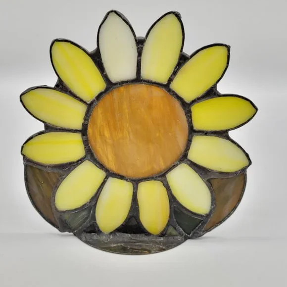 Sunflower Sunshine Art Stained Glass Candle Holder Boho Farmhouse Cottagecore - Picture 10 of 10